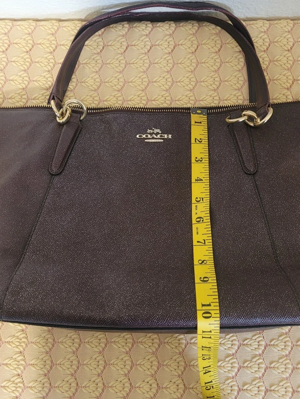 Coach Ava Tote In Crossgrain Leather Tote In Oxblood Burgandy Color #F11900